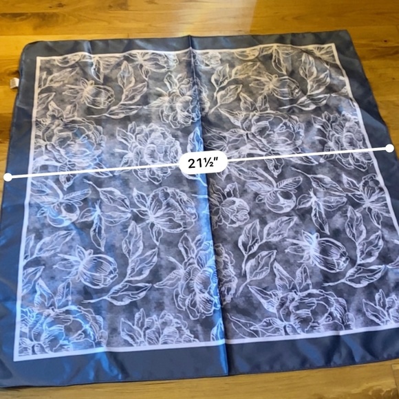 Navy and white floral scarf - Picture 7 of 11